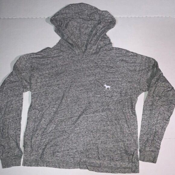Victoria Secret PINK Small Lightweight Heather Gray 1 Pocket Hoodie Pullover (K) - Picture 1 of 7